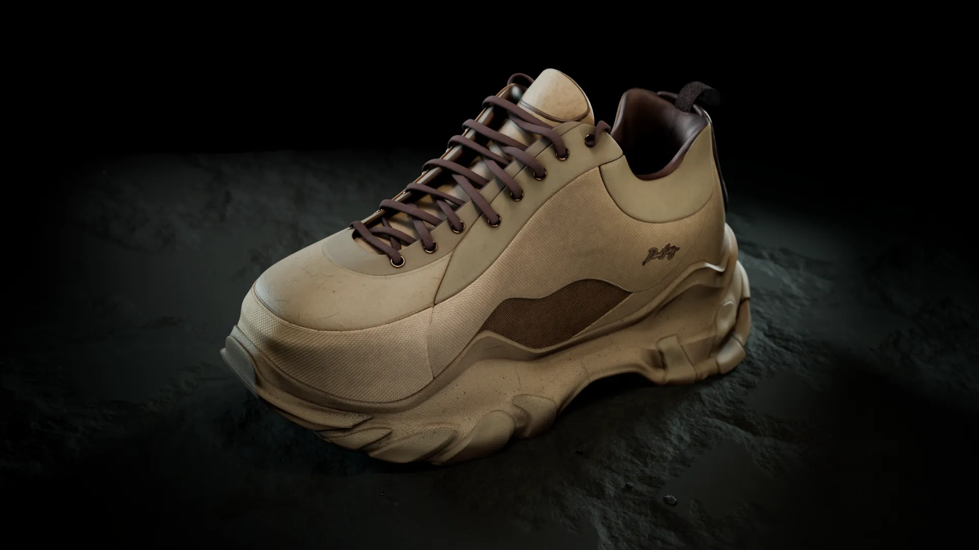 Sneaker — natural-material feature shot