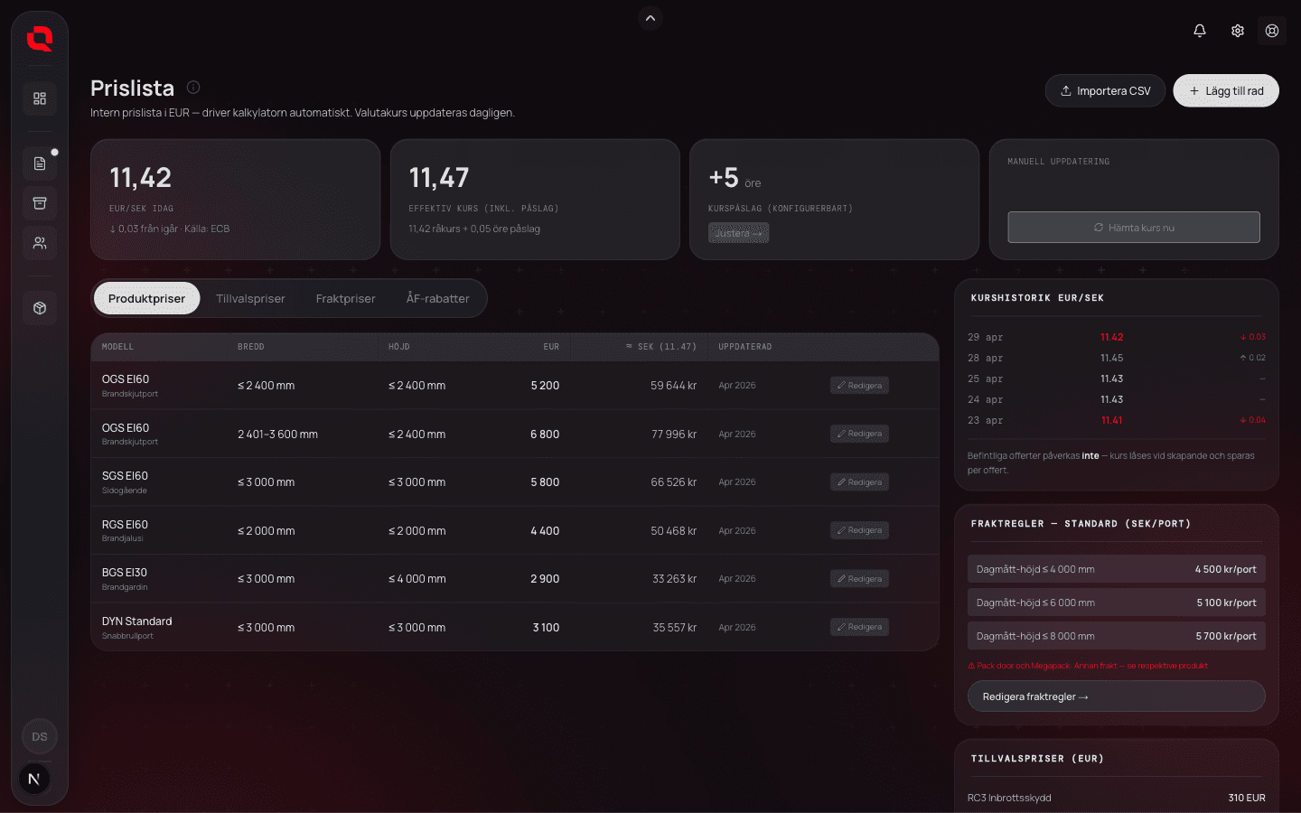Industry OS — versioned price list